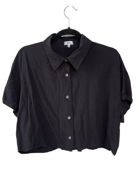 knix Oversized Cropped Poolside Button-Down Top Black L